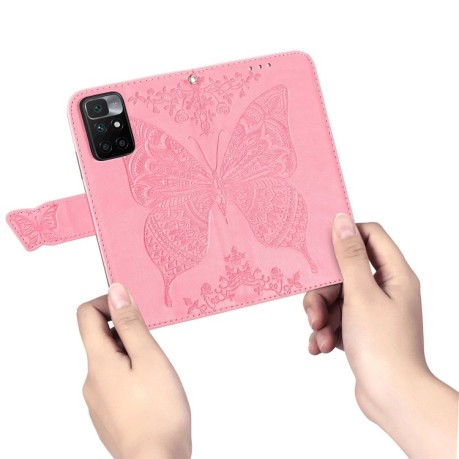 Чехол-книжка Butterfly Love Flower для Xiaomi Redmi 10 - розовый