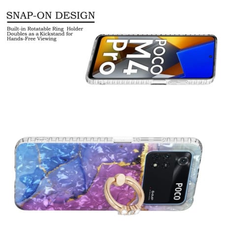 Протиударний чохол Ring Holder 2.0mm Airbag для Xiaomi Poco M4 Pro 4G - Blue Purple Marble
