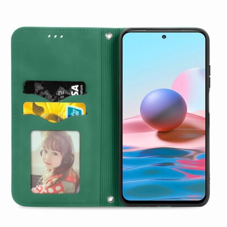 Чохол-книжка Retro Skin Feel Business Magnetic на Xiaomi Redmi Note 10/10s/Poco M5s- зелений