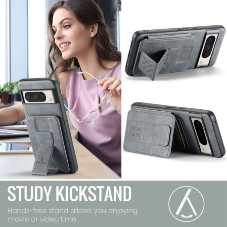 Чехол Fierre Shann Oil Wax Cow Leather Card Holder на Google Pixel 8a - серый