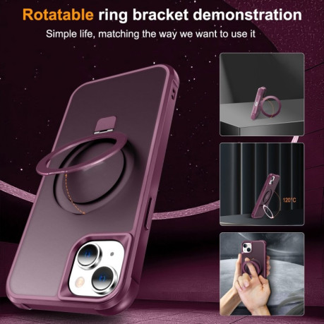 Протиударний чохол HTM MagSafe Magnetic Holder для iPhone 15 – винно-червоний