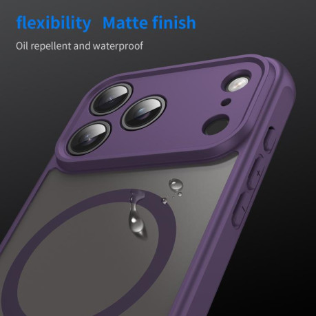 Противоударный чехол Fan Dun Series TPU Hybrid PC Frosted Magsafe для iPhone 17 Pro Max - фиолетовый