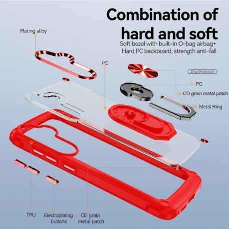 Протиударний чохол Acrylic Ring Holder для Samsung Galaxy S25+ 5G - червоний