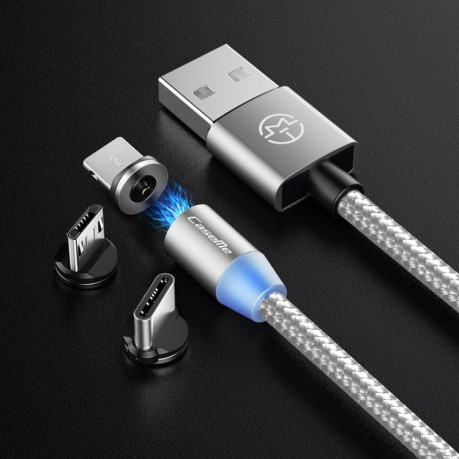 Магнітний зарядний кабель CaseMe 3 in 1 Type-C/8 Pin/Micro USB to USB для iPhone/Samsung та ін.