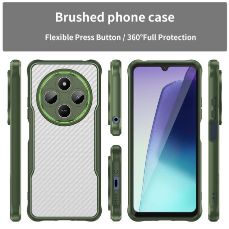 Ударозащитный чехол Carbon Fiber Texture Translucent на Xiaomi Redmi 14C 4G/Poco C75/Redmi A4 5G - зеленый