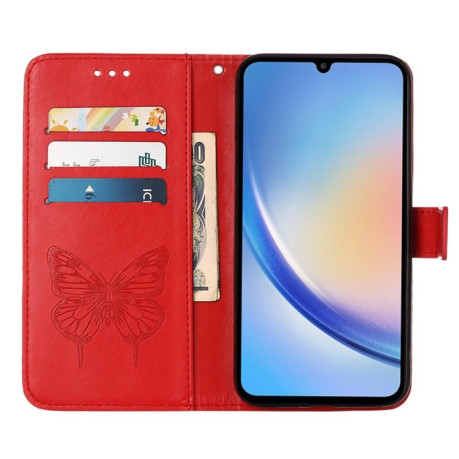Чехол-книжка Embossed Butterfly для Samsung Galaxy A35 5G - красный