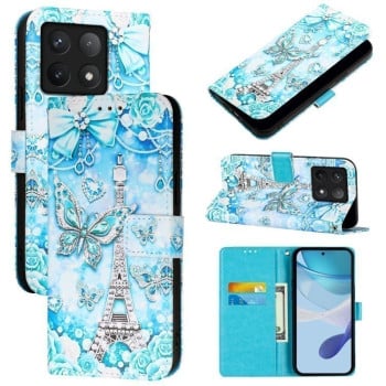 Чехол-книжка Colored Drawing Pattern Plain Weave Leather для Xiaomi 14T Pro - Butterfly