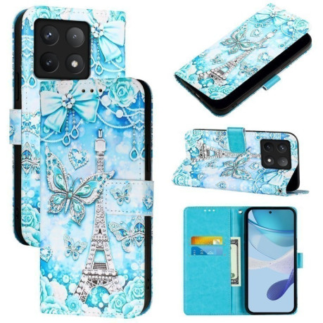 Чохол-книжка Colored Drawing Pattern Plain Weave Leather для Xiaomi 14T Pro - Butterfly