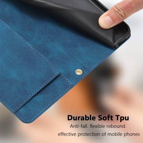 Чехол-книжка Tulips Embossed Leather для iPhone 16e - синий