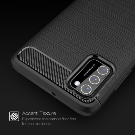 Чехол Brushed Texture Carbon Fiber на Samsung Galaxy A03s - синий