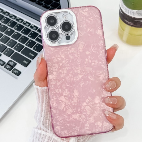 Протиударний чохол Plating Glitter Texture TPU with Lens Film для iPhone 16 Pro Max - Pink Shell Pattern