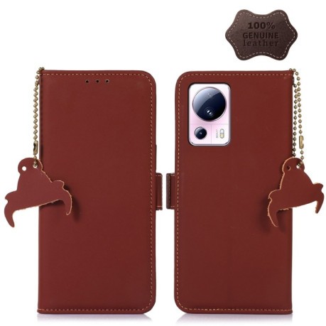 Чехол-книжка Bull RFID Genuine Leather для Xiaomi 13 Lite / Civi 2 - кофейный