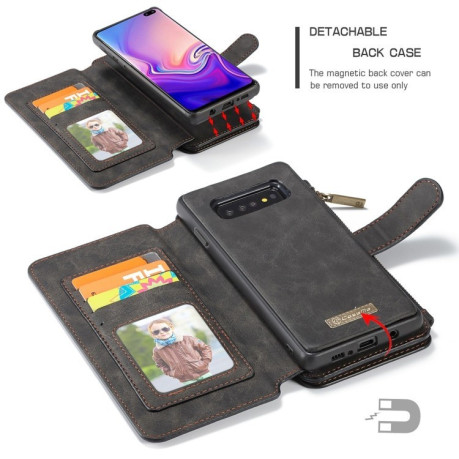 Шкіряний чохол-гаманець CaseMe 007 Series Wallet Style Picture Frame із вбудованим магнітом на Samsung Galaxy S10 Plus-чорний