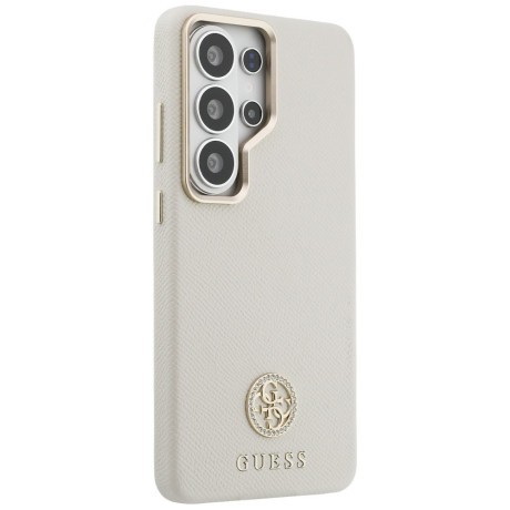 Чехол Guess Rhinestone Round Logo с MagSafe на Samsung Galaxy S26 Ultra — бежевый