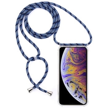Противоударный чехол Four-Corner with Lanyard на iPhone XS Max - черно-синий