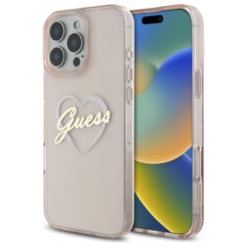 Оригинальный чехол Guess IML Heart для iPhone 16 Pro - Pink