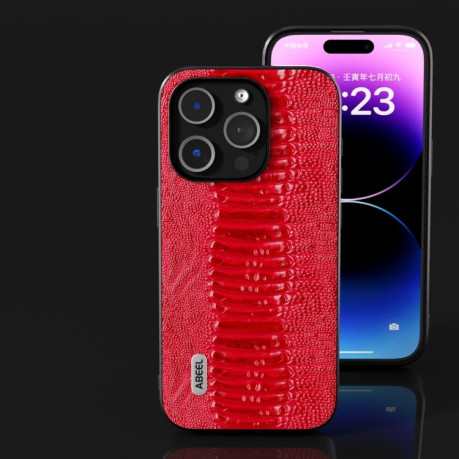 Шкіряний Чохол ABEEL Genuine Leather Weilai Series для iPhone 15 Pro Max - червоний