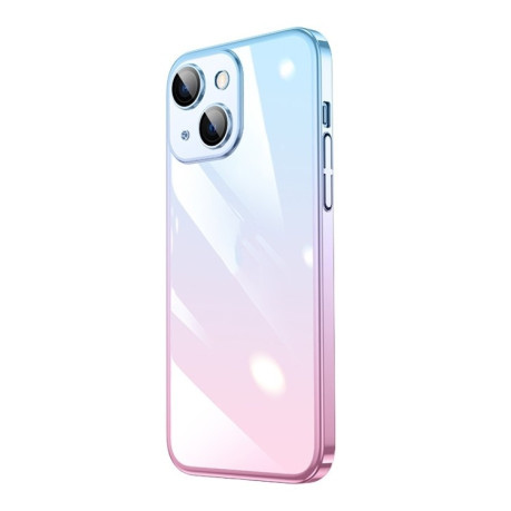 Противоударный чехол Electroplated Gradient для iPhone 14 - розово-синий