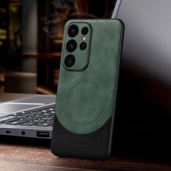 Шкіряний чохол SULADA Microfiber Leather MagSafe Magnetic для Samsung Galaxy S24 Ultra - зелений