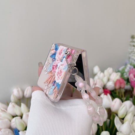 Противоударный чехол Transparent Painted для Samsung Galaxy  Flip 6 5G - Small Floral