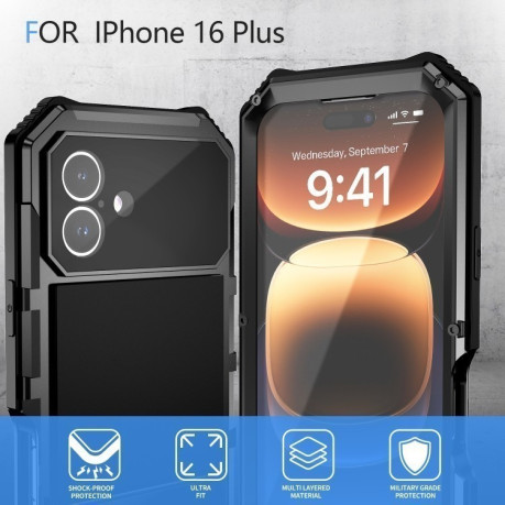 Противоударный чехол R-JUST Life Waterproof для iPhone 16 Plus - черный