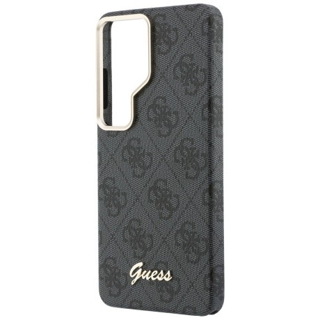 Оригинальный чехол Guess 4G Script с MagSafe для Samsung Galaxy S26 Ultra — чёрный