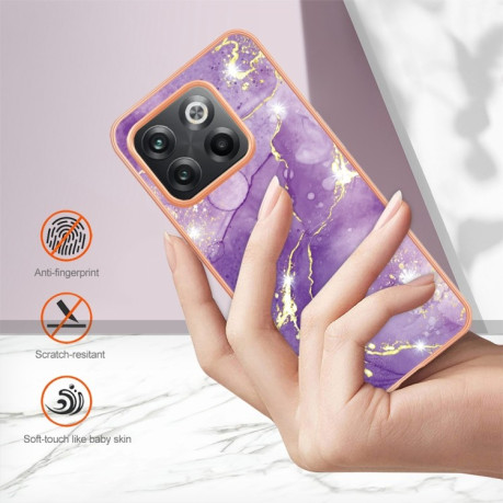Противоударный чехол Electroplating IMD для  OnePlus 10T 5G / Ace Pro - темно-фиолетовый