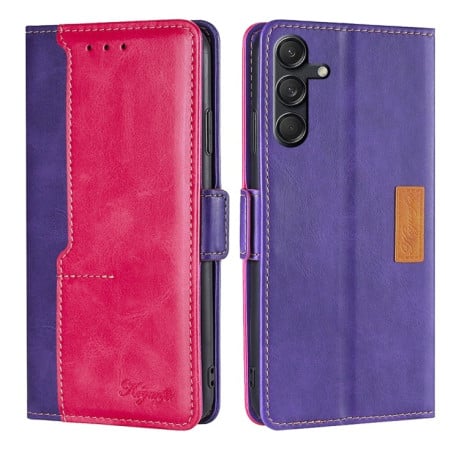 Чохол-книжка Contrast Color для Samsung Galaxy M55 5G - Purple + Rose Red