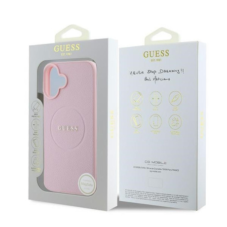 Оригинальный чехол Guess Saffiano MagSafe на iPhone 16 Plus - Pink