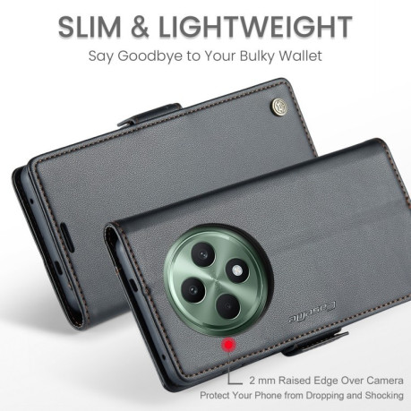 Чехол-книжка CaseMe 023 Butterfly Buckle Litchi Texture RFID Anti-theft Leather для OPPO Reno12 F/12 FS 5G - черный