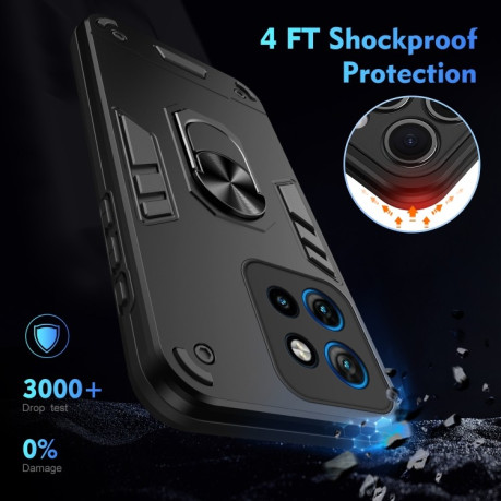 Ударозахисний чохол Shockproof Metal Ring Holder для Motorola Edge 50 Neo - чорний