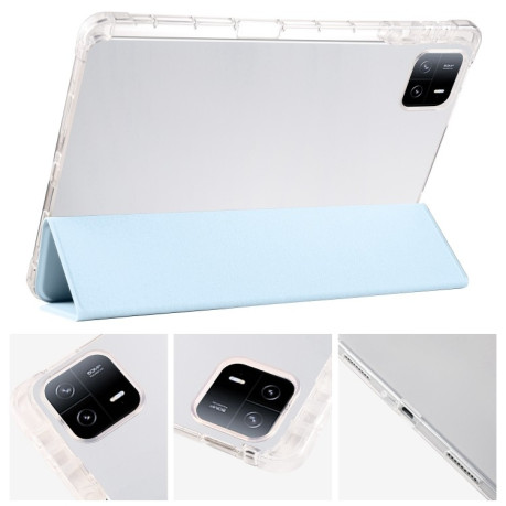 Чохол-книжка 3-fold Clear TPU Smart Leather Tablet Case with Pen Slot для iPad Pro 11 2024 - блакитний