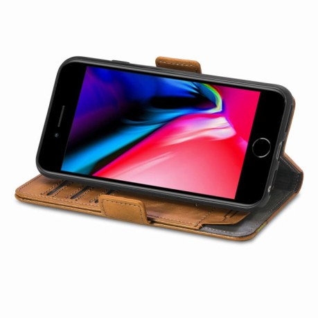 Чехол-книжка CaseNeo Splicing Dual Magnetic Buckle Leather для iPhone 16e - хаки