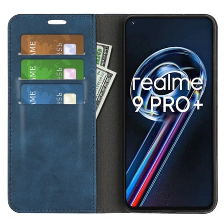 Чохол-книжка Retro Skin Feel Business Magnetic на Realme 9 Pro Plus/ Realme 9 4G - синій