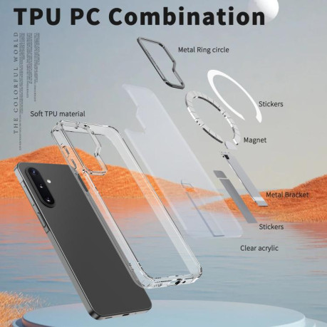 Чохол Kalebol Star Shine Skin Feel з MagSafe та підставкою на Samsung Galaxy A17 5G - прозорий