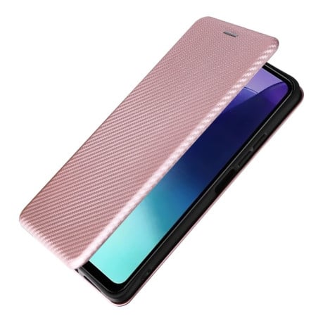Чохол-книжка Carbon Fiber Texture на Xiaomi Redmi 14C 4G/Poco C75/Redmi A4 5G - рожевий