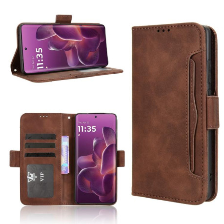 Чехол-книжка Skin Feel Calf на Motorola Edge 60 Pro - коричневый