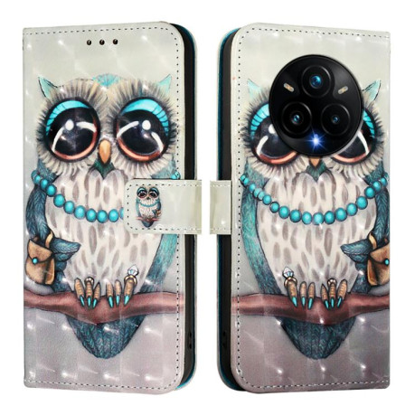 Чехол-книжка 3D Painting для Realme 14 Pro+ 5G - Owl