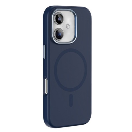 Противоударный чехол Mutural Karen Series Liquid Silicone MagSafe Magnetic для iPhone 16 - синий