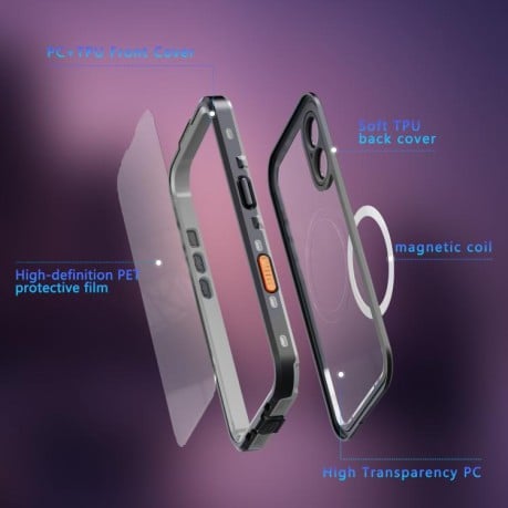 Протиударний чохол RedPepper IP68 Waterproof з MagSafe на iPhone 17 - чорно-сірий