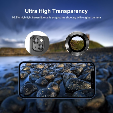 Комплект защитных стекол на камеру ENKAY Aluminium для iPhone 13 / 13 mini - черные