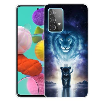 Противоударный чехол Colored Drawing Clear на Samsung Galaxy A52/A52s - Lion King