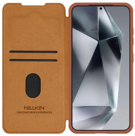 Чехол-книжка Nillkin Qin Series для Samsung Galaxy S25 5G - коричневый
