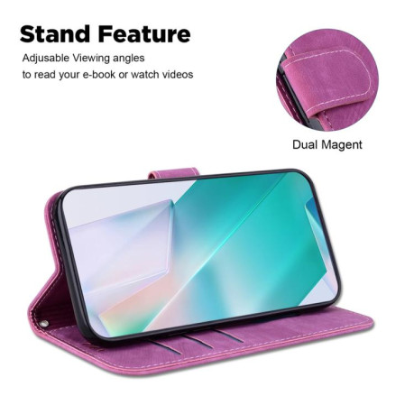 Чехол-книжка Little Tiger Embossed Leather на  Xiaomi Redmi Note 14 4G 164.48mm - пурпурно-красный