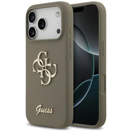 Оригінальний силіконовий чохол Guess Silicone Big 4G Script на iPhone 17 Pro Max - Brown