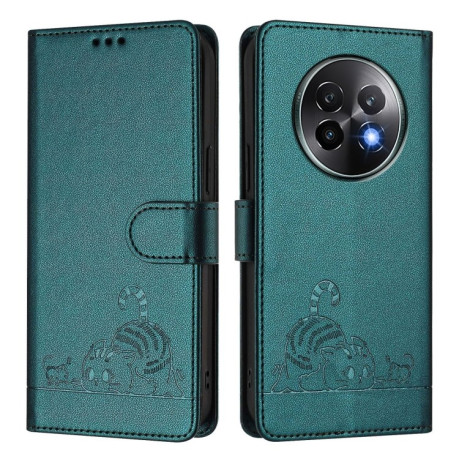 Чохол-книжка Cat Embossing Patternна на Realme 13+ 5G/13 Pro 5G/13 Pro+ - Peacock Green
