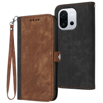 Чехол-книжка Side Buckle Double Fold Hand Strap Leather для OnePlus 13T - коричневый