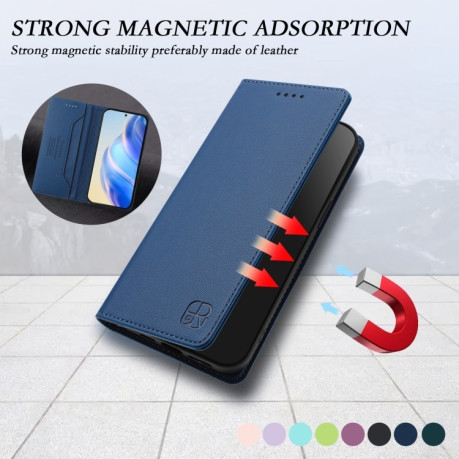 Чохол-книжка RC01 Dual-Folded Magnetic Suction RFID Leather на Vivo Y76 5G - синій