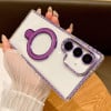 Протиударний чохол Transparent Acrylic MagSafe Lens Holder  для Samsung Galaxy S25 5G - фіолетовий