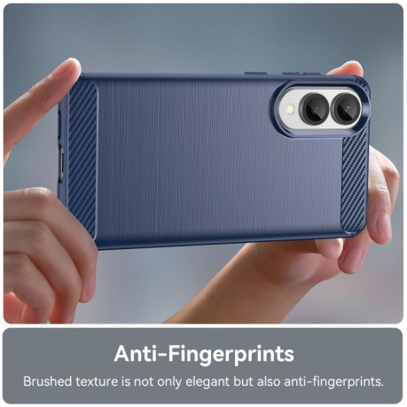 Протиударний чохол Brushed Texture Carbon Fiber для Samsung Galaxy S25 Edge 5G - синій